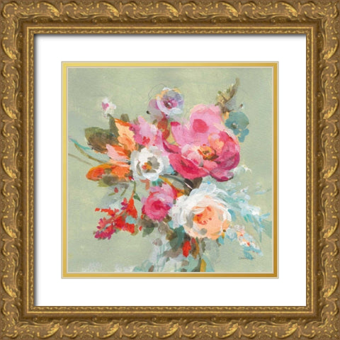 Windblown Blooms II Gold Ornate Wood Framed Art Print with Double Matting by Nai, Danhui