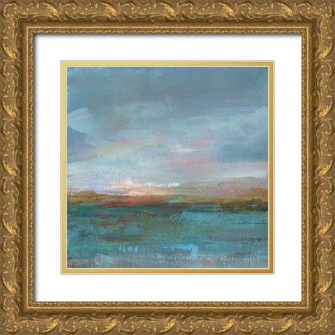 Open Water Sunrise Gold Ornate Wood Framed Art Print with Double Matting by Nai, Danhui