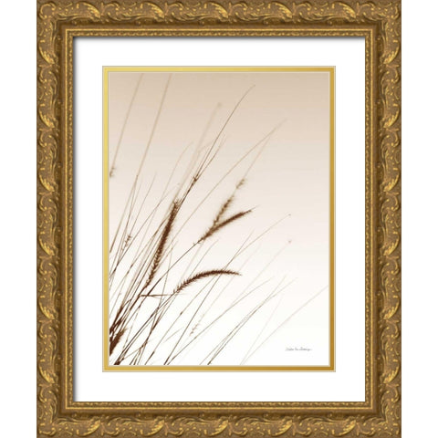 Field Grasses I Sepia Gold Ornate Wood Framed Art Print with Double Matting by Van Swearingen, Debra