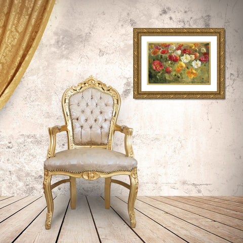 Poppy Field Gold Ornate Wood Framed Art Print with Double Matting by Nai, Danhui