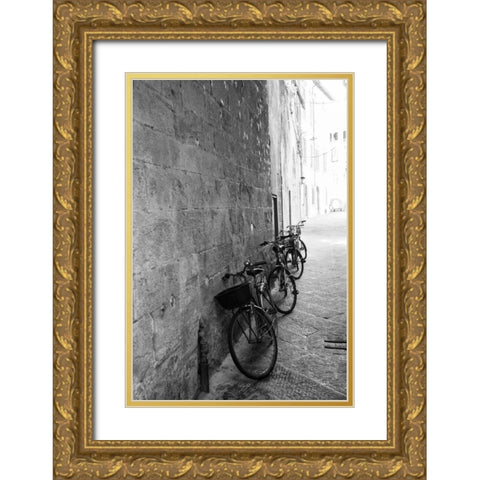 Bicycles in the Alley Gold Ornate Wood Framed Art Print with Double Matting by Aledanda
