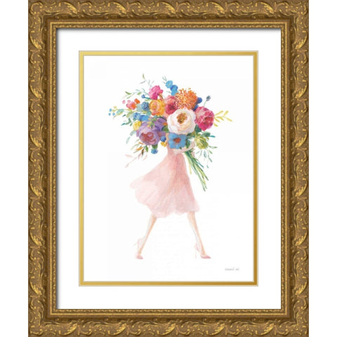 Bursting with Flowers II Gold Ornate Wood Framed Art Print with Double Matting by Nai, Danhui