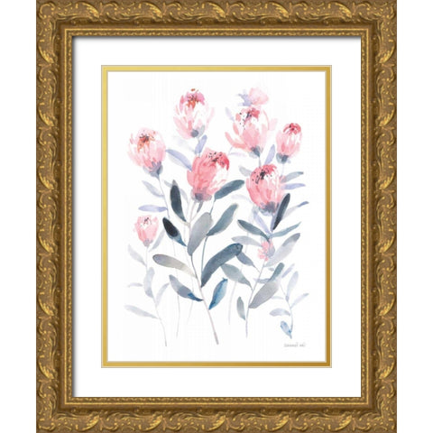 All the Protea Gold Ornate Wood Framed Art Print with Double Matting by Nai, Danhui