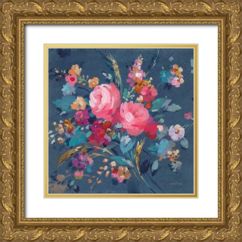 Joyful Bouquet Gold Ornate Wood Framed Art Print with Double Matting by Nai, Danhui