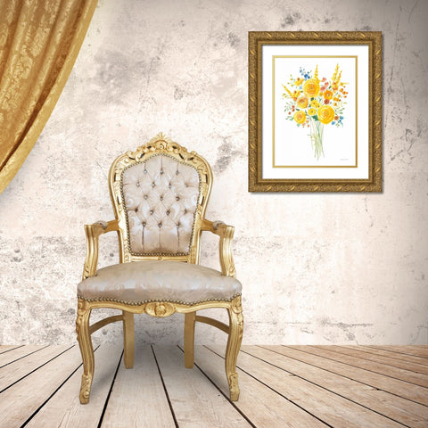 Sunshine Bouquet II Gold Ornate Wood Framed Art Print with Double Matting by Nai, Danhui