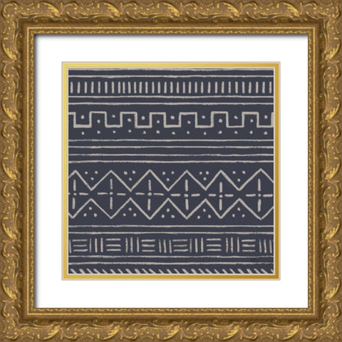 Jungle Love Pattern V Blue Sq II Gold Ornate Wood Framed Art Print with Double Matting by Penner, Janelle