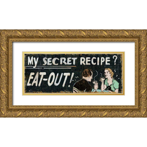 My Secret Recipe Gold Ornate Wood Framed Art Print with Double Matting by Pela Studio