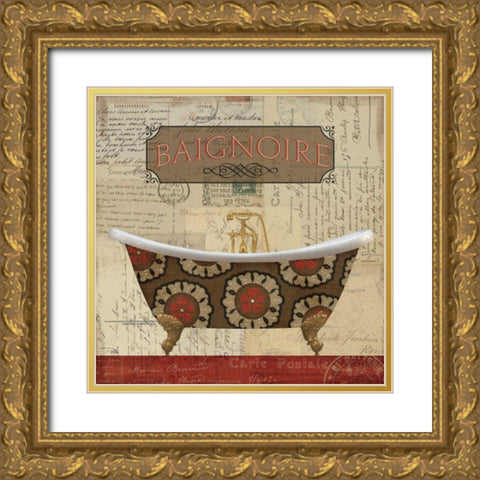 Postcard Bath II Gold Ornate Wood Framed Art Print with Double Matting by Pela Studio