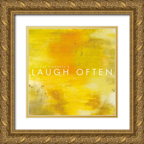 Laugh Often Gold Ornate Wood Framed Art Print with Double Matting by Charro, Mercedes Lopez