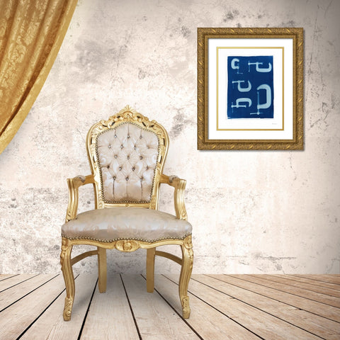 Cyanotype Tools III Gold Ornate Wood Framed Art Print with Double Matting by Green, Nancy