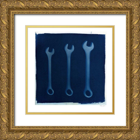 Cyanotype Tools XV Gold Ornate Wood Framed Art Print with Double Matting by Green, Nancy
