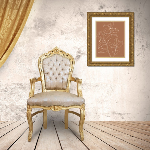 Warm Magnolia Branch I Gold Ornate Wood Framed Art Print with Double Matting by Panganiban, Karyn