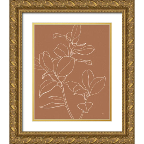 Warm Magnolia Branch I Gold Ornate Wood Framed Art Print with Double Matting by Panganiban, Karyn