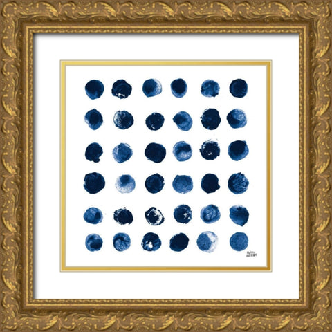 Markmaking Blue Sq II Gold Ornate Wood Framed Art Print with Double Matting by Averinos, Melissa