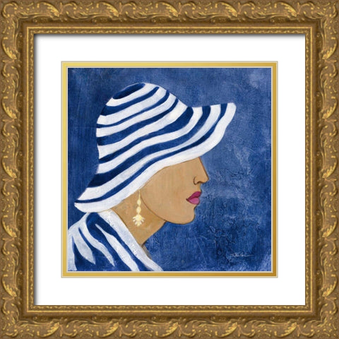 Lady with Hat I Gold Ornate Wood Framed Art Print with Double Matting by Vassileva, Silvia
