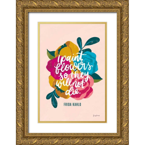 Frida Kahlo II Gold Ornate Wood Framed Art Print with Double Matting by Thorns, Becky