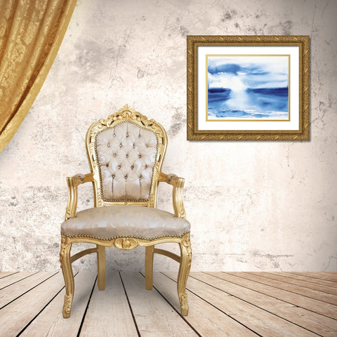 Ocean Blue III Gold Ornate Wood Framed Art Print with Double Matting by Valle, Aimee Del