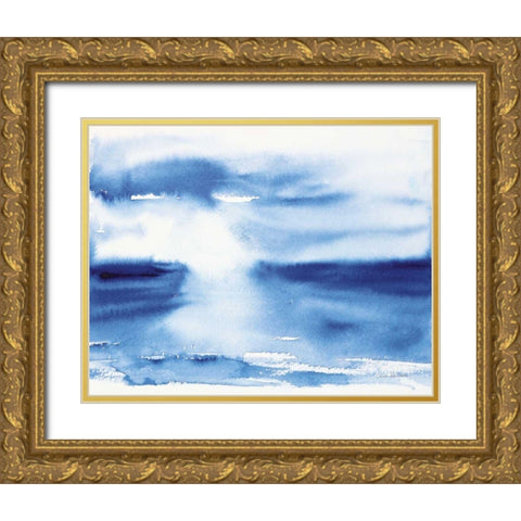Ocean Blue III Gold Ornate Wood Framed Art Print with Double Matting by Valle, Aimee Del