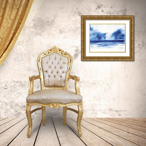 Ocean Blue IV Gold Ornate Wood Framed Art Print with Double Matting by Valle, Aimee Del