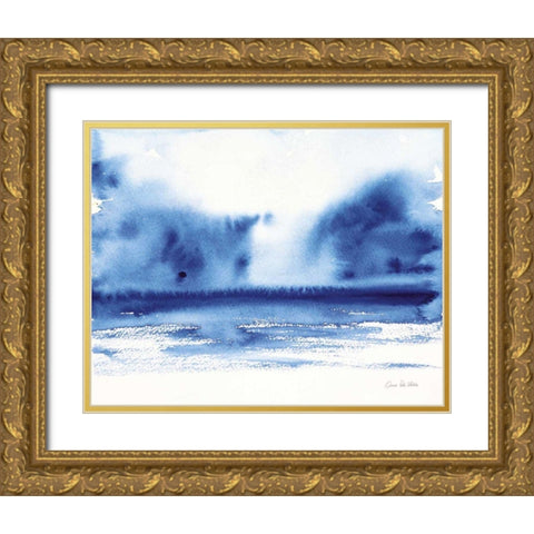 Ocean Blue IV Gold Ornate Wood Framed Art Print with Double Matting by Valle, Aimee Del