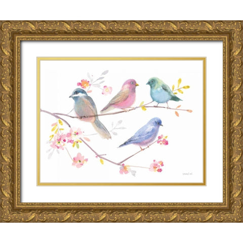 Flight Friends V Gold Ornate Wood Framed Art Print with Double Matting by Nai, Danhui