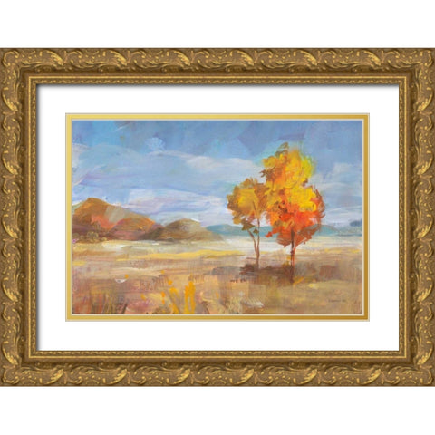 Aspen Meadow Gold Ornate Wood Framed Art Print with Double Matting by Nai, Danhui