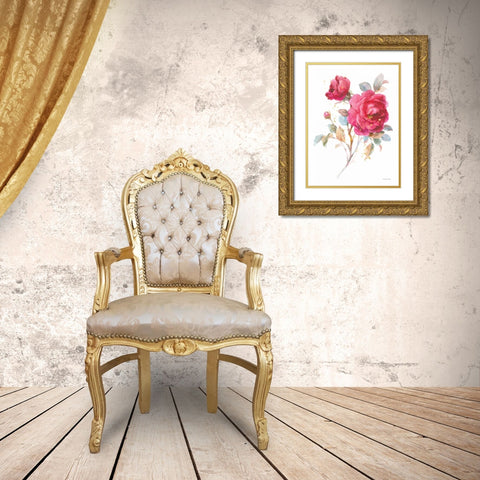 Bold Roses I Gold Ornate Wood Framed Art Print with Double Matting by Nai, Danhui