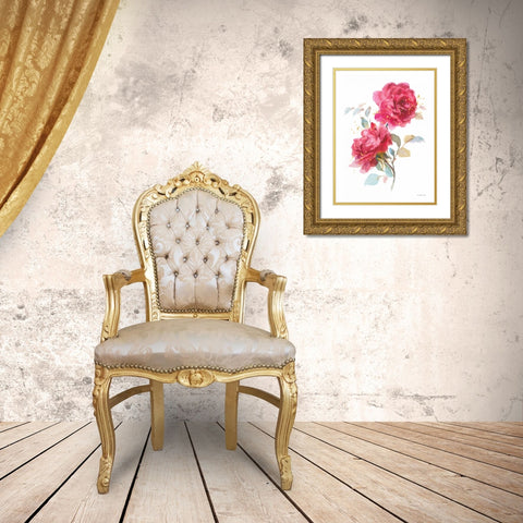 Bold Roses II Gold Ornate Wood Framed Art Print with Double Matting by Nai, Danhui