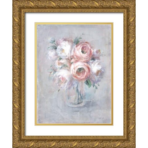 Light Summer Blooms I Gold Ornate Wood Framed Art Print with Double Matting by Nai, Danhui
