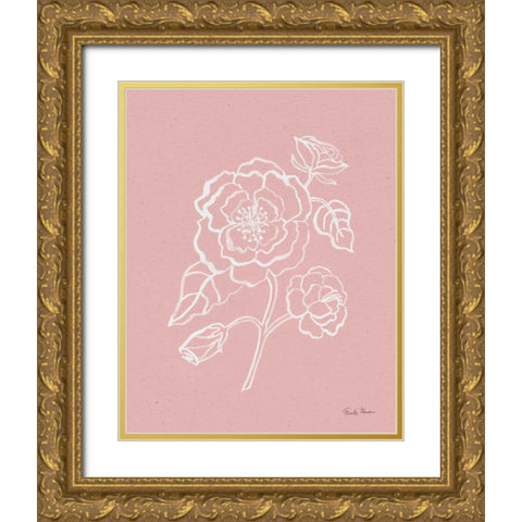 Joyful Peonies IV Pink Gold Ornate Wood Framed Art Print with Double Matting by Zaman, Farida