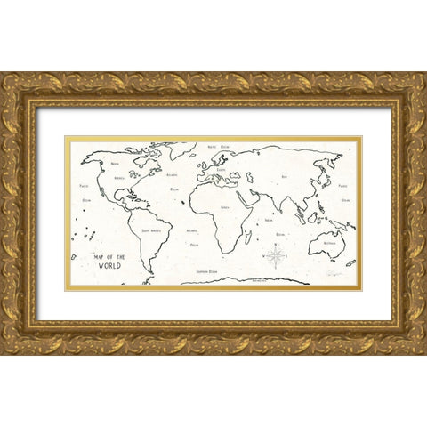 Sketch Map II Gold Ornate Wood Framed Art Print with Double Matting by Schlabach, Sue