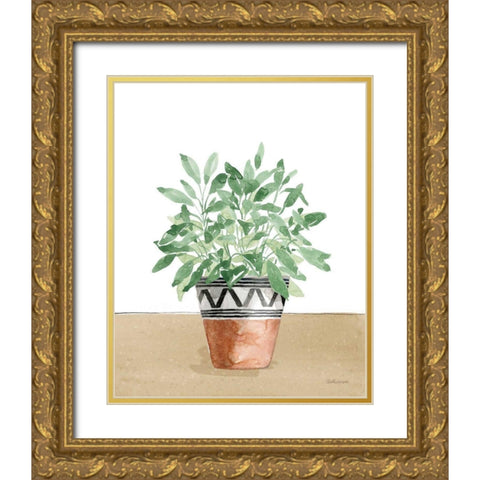 Herb Garden V White Gold Ornate Wood Framed Art Print with Double Matting by Grove, Beth