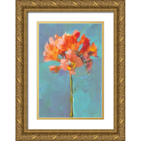 Modern Floral I Gold Ornate Wood Framed Art Print with Double Matting by Nai, Danhui