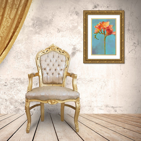 Modern Floral II Gold Ornate Wood Framed Art Print with Double Matting by Nai, Danhui