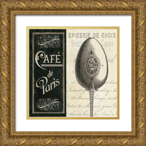 French Menu I Gold Ornate Wood Framed Art Print with Double Matting by Pela Studio