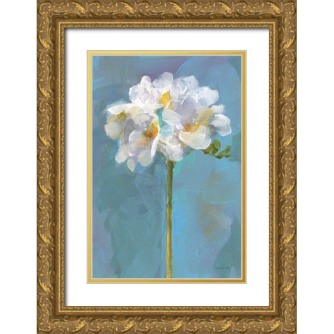 Modern Floral IV Gold Ornate Wood Framed Art Print with Double Matting by Nai, Danhui