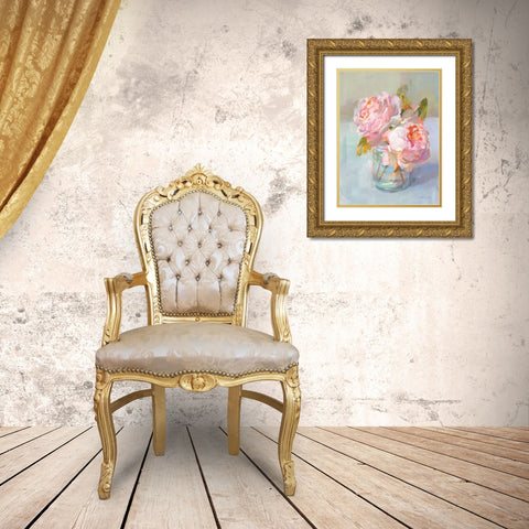 Sweet Roses II Gold Ornate Wood Framed Art Print with Double Matting by Nai, Danhui