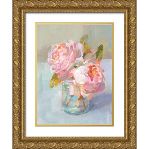 Sweet Roses II Gold Ornate Wood Framed Art Print with Double Matting by Nai, Danhui