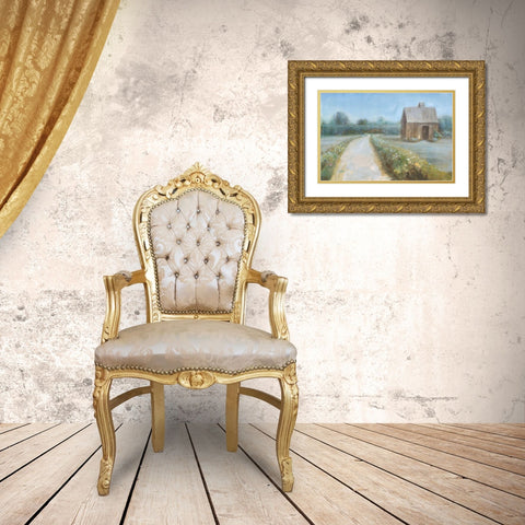 Road to the Fields Gold Ornate Wood Framed Art Print with Double Matting by Nai, Danhui
