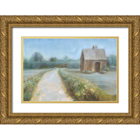 Road to the Fields Gold Ornate Wood Framed Art Print with Double Matting by Nai, Danhui