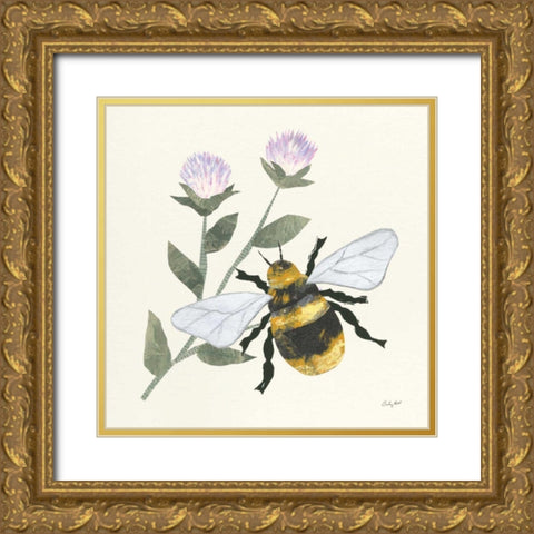 In the Garden Bee Gold Ornate Wood Framed Art Print with Double Matting by Prahl, Courtney