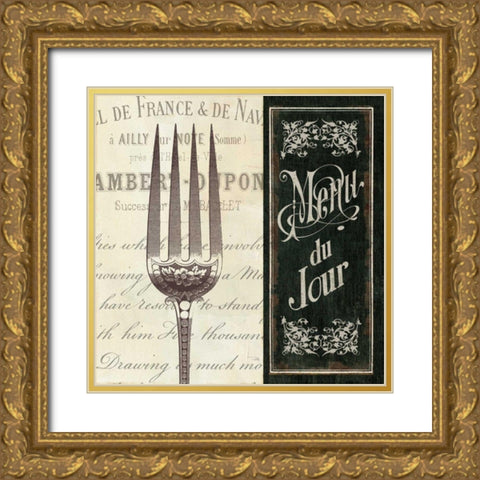 French Menu II Gold Ornate Wood Framed Art Print with Double Matting by Pela Studio