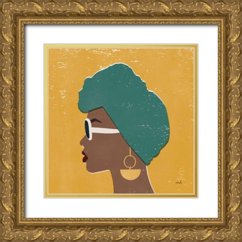 Kenya Couture II Bright Gold Ornate Wood Framed Art Print with Double Matting by Hershey, Moira
