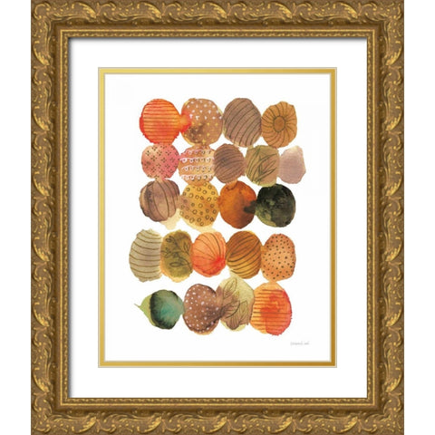 Fall Circle Stories III Gold Ornate Wood Framed Art Print with Double Matting by Nai, Danhui