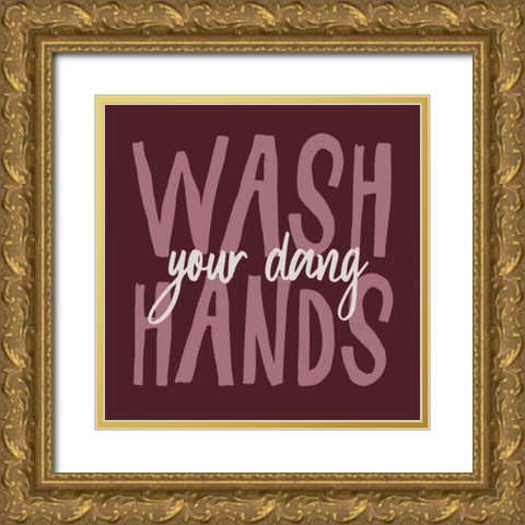 Bathroom Advice I Purple Gold Ornate Wood Framed Art Print with Double Matting by Wild Apple Portfolio