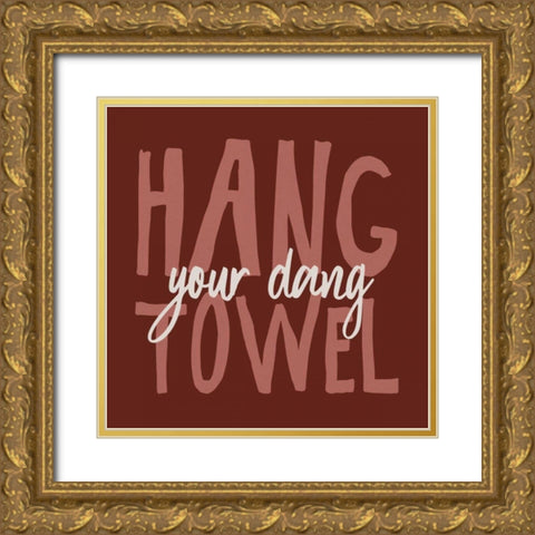 Bathroom Advice II Red Gold Ornate Wood Framed Art Print with Double Matting by Wild Apple Portfolio