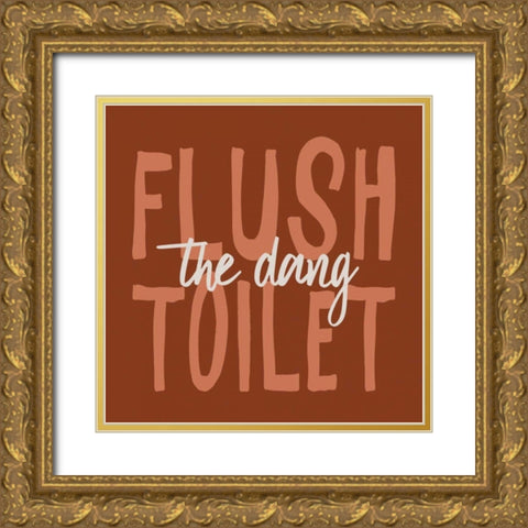 Bathroom Advice III Brown Gold Ornate Wood Framed Art Print with Double Matting by Wild Apple Portfolio
