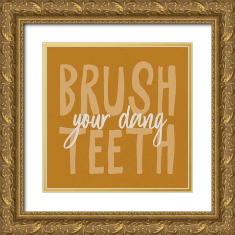 Bathroom Advice IV Yellow Gold Ornate Wood Framed Art Print with Double Matting by Wild Apple Portfolio