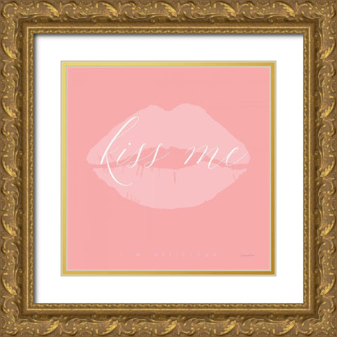 Kiss Me Gold Ornate Wood Framed Art Print with Double Matting by Charro, Mercedes Lopez