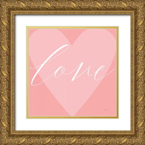 Love Heart Gold Ornate Wood Framed Art Print with Double Matting by Charro, Mercedes Lopez